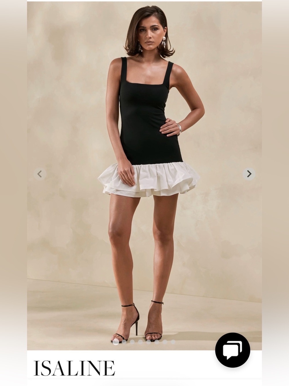 Club L London Black Mini Dress with White Ruffle Hem